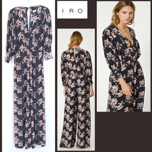 IRO Mexi Floral Print V-Neck Wide-Leg Japanese-inspired Jumpsuit Size S